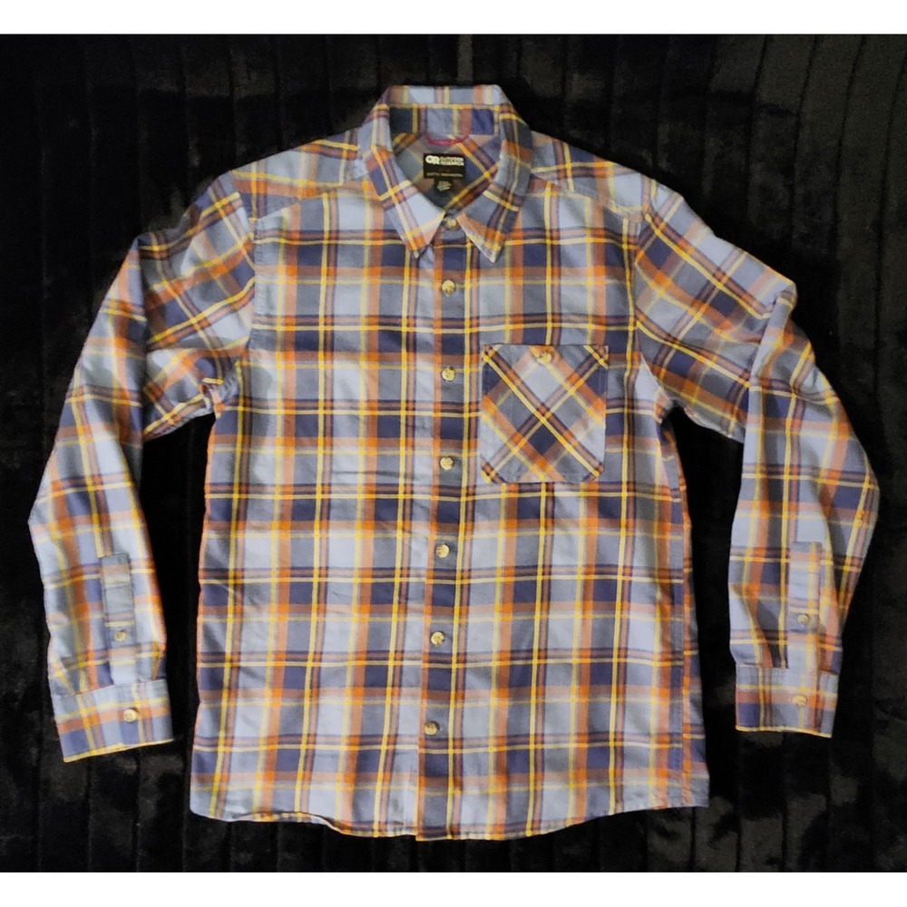 Outdoor Research Shirt Mens Medium Blue Plaid Ravenna Flannel Button Up